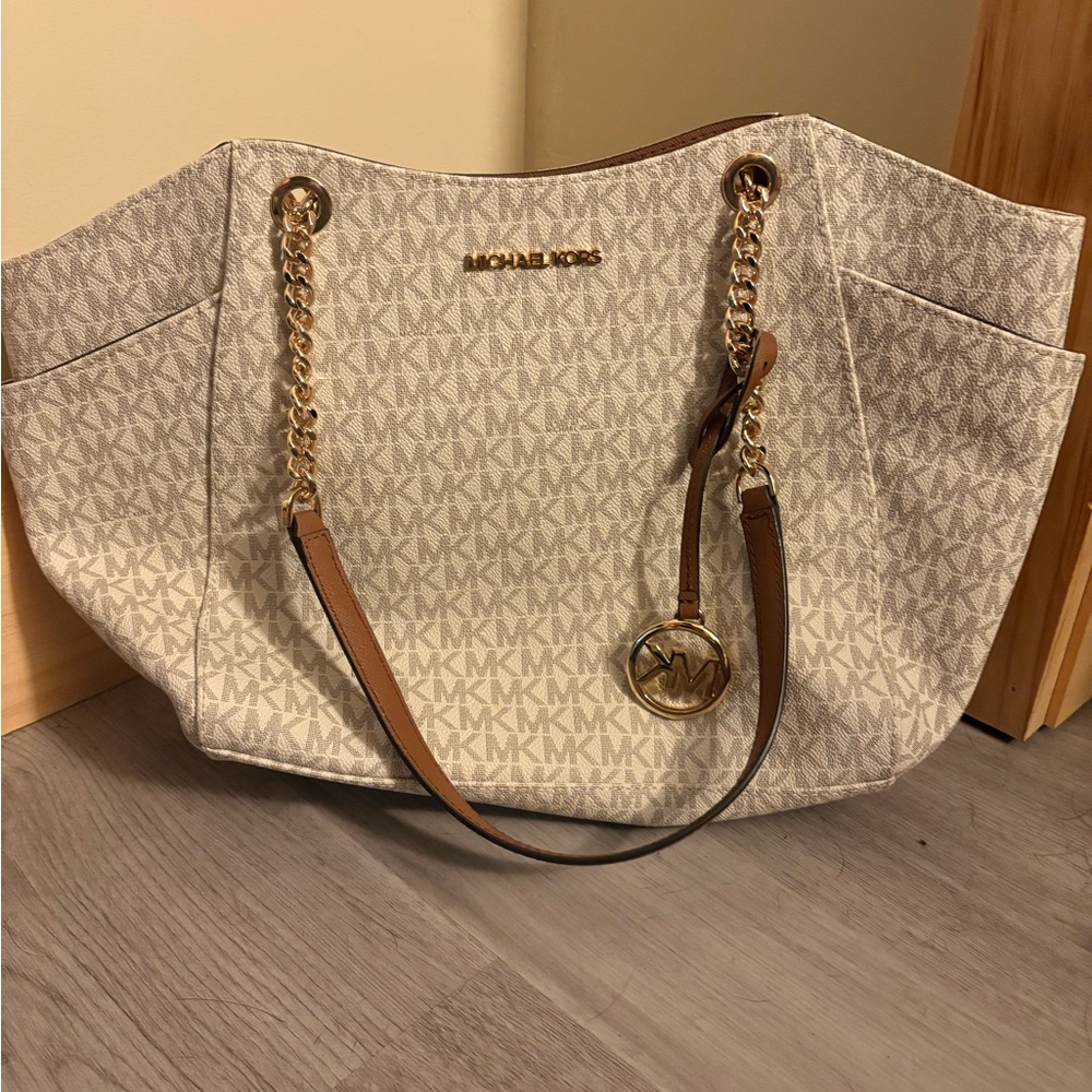 Michael Kors Beige and Brown Tote Bag